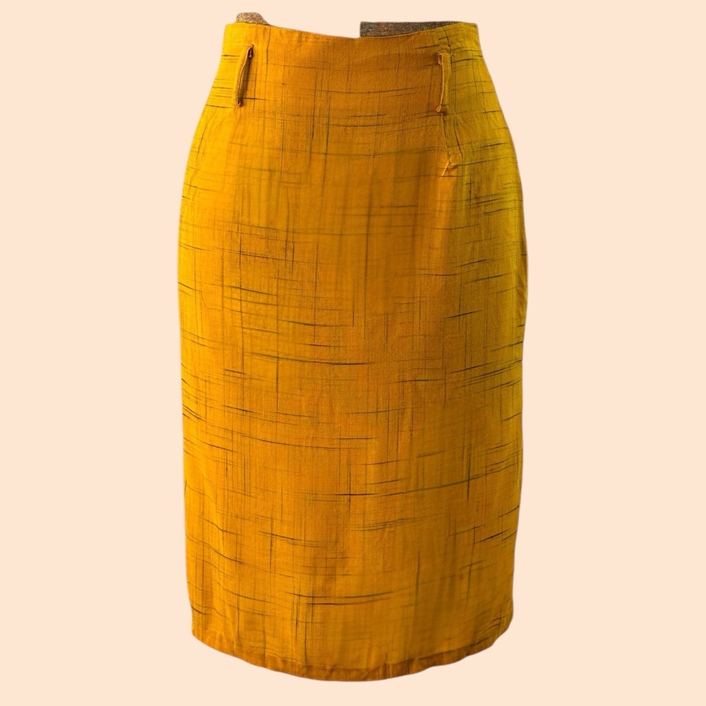 1980’s A-line Mustard Plaid Skirt by Judith Michaels